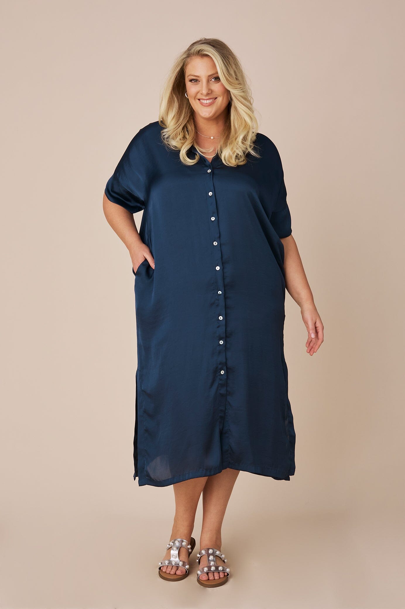 Giselle Collared Dress Navy