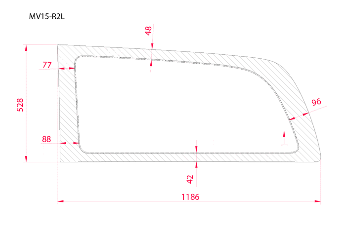 Mercedes Metris 2015+ Passenger Side Rear Quarter Window (126''WB)_Dimensions - Campervan HQ
