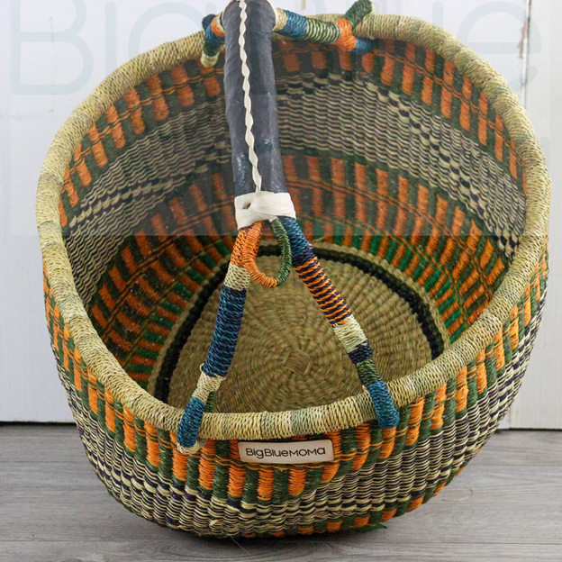 Big Blue Moma - Large Round Single Handle Basket - Nature's Palette
