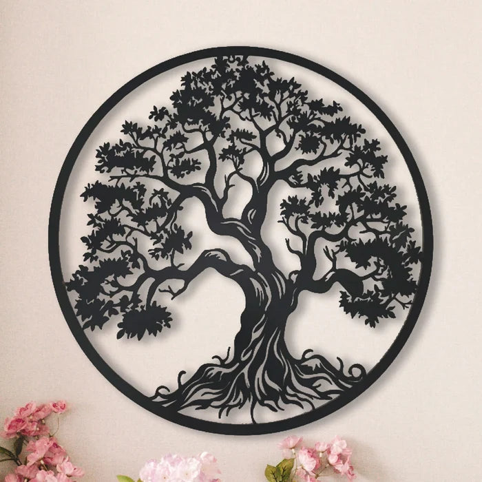 Leafy Tree of Life - Black Metal Wall