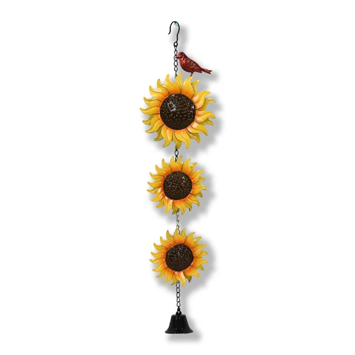 Metal Hanging Bird and Sunflower - Bell