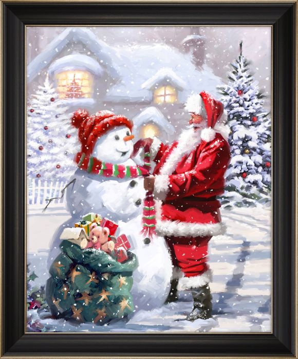 Santa & Snowman Canvas Print
