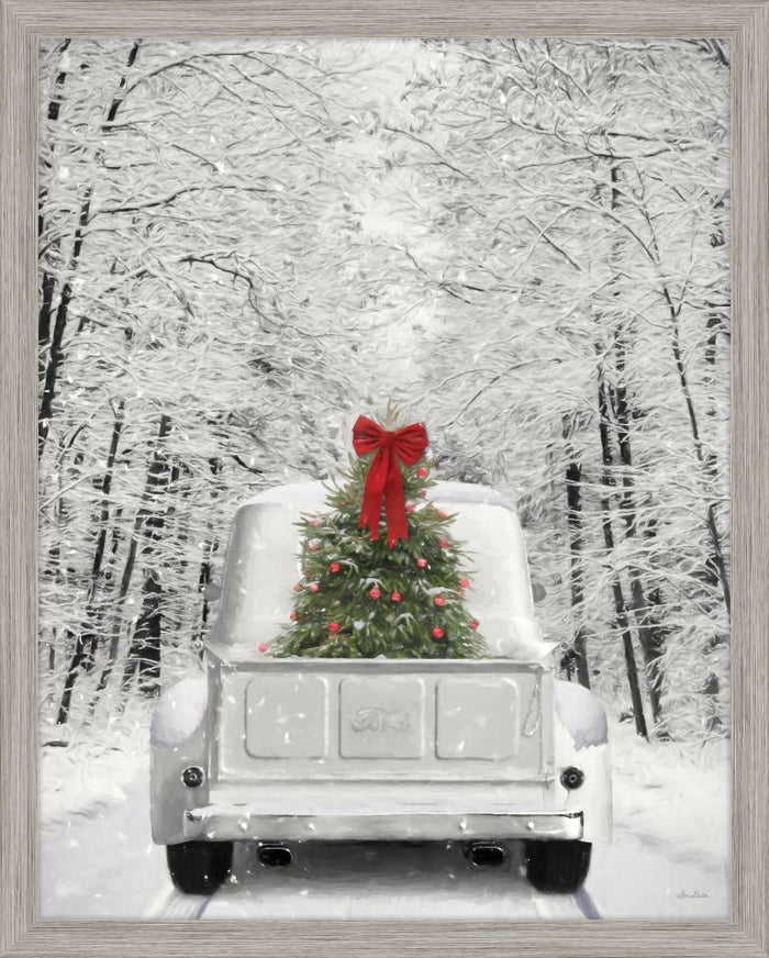 Snowy Drive Framed Canvas Mounted Art