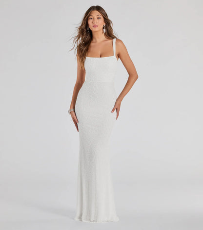Kimia Beaded Lace-Up Column Dress