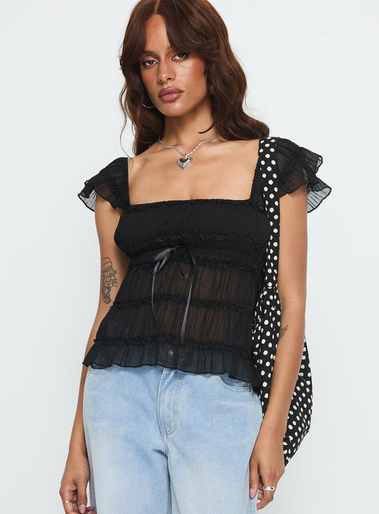 Brighter Than Stars Tiered Top Black