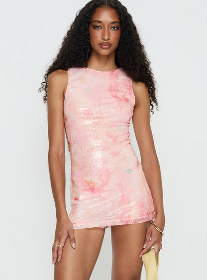 Yumiko Sequin Romper Pink Floral