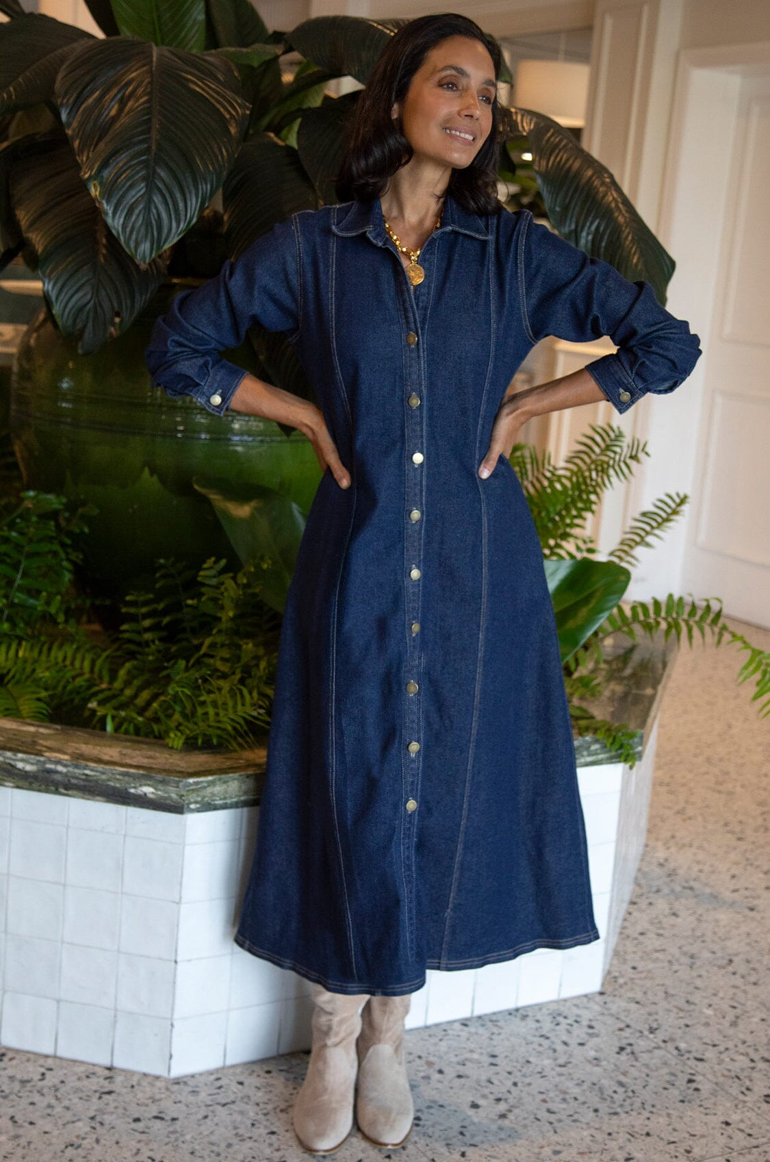 Larisa Long Sleeve Denim Dress