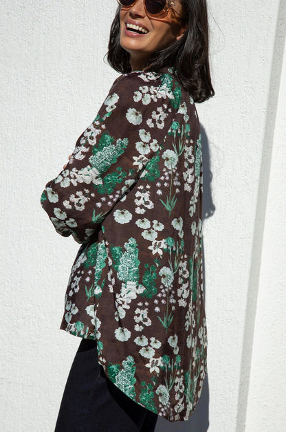 Lissy Floral Long Sleeve Top Brown