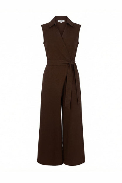 Alex Sleeveless Jumpsuit in Brown