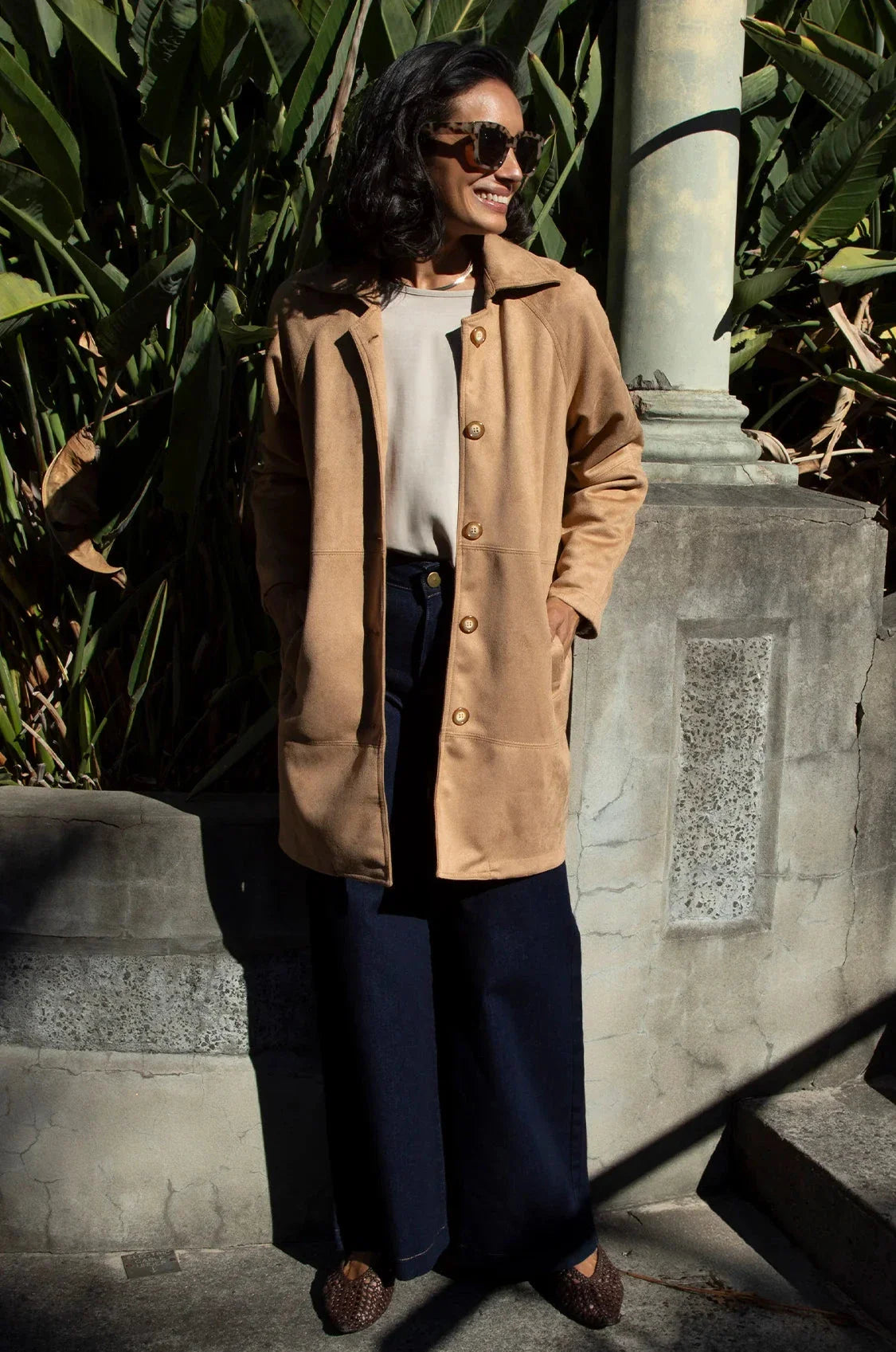 Vanessa Faux Suede Coat Taupe