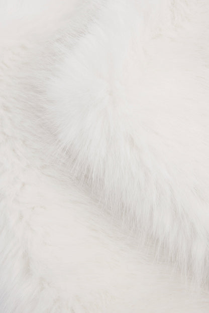 Buckle-Detail Faux Fur Micro Mini Skirt in White