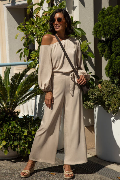 Sienna Tie Waist Wide Leg Pants Taupe - Pre Order