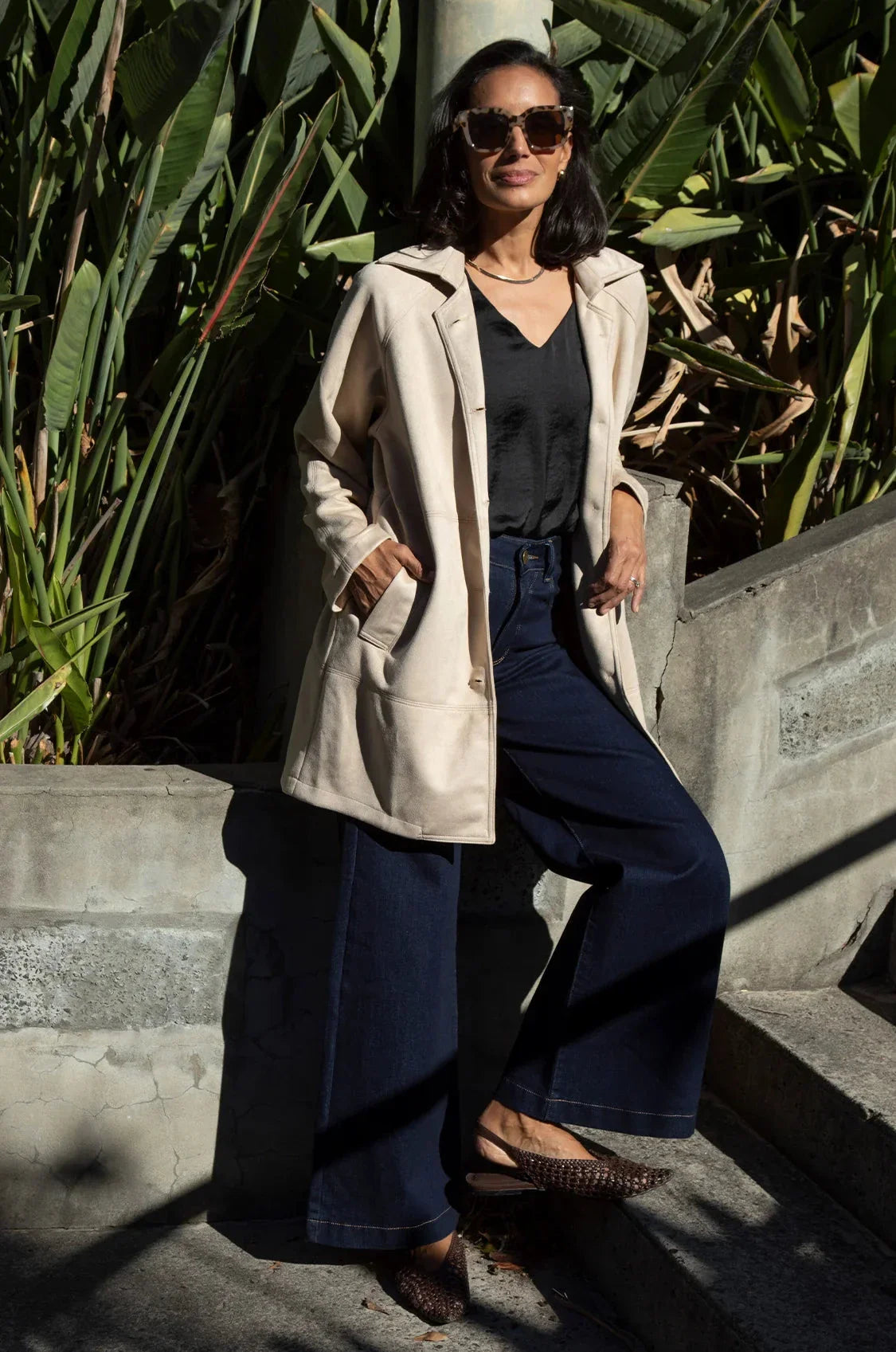 Vanessa Faux Suede Coat Ivory