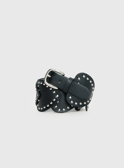 Running Wild Faux Leather Heart Belt Black