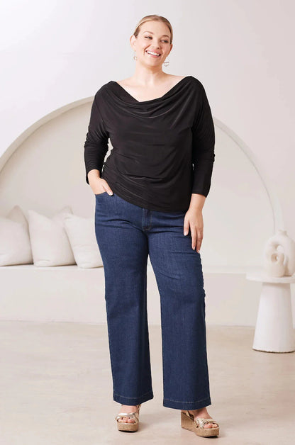 Jasmine Long Sleeve Top in Black