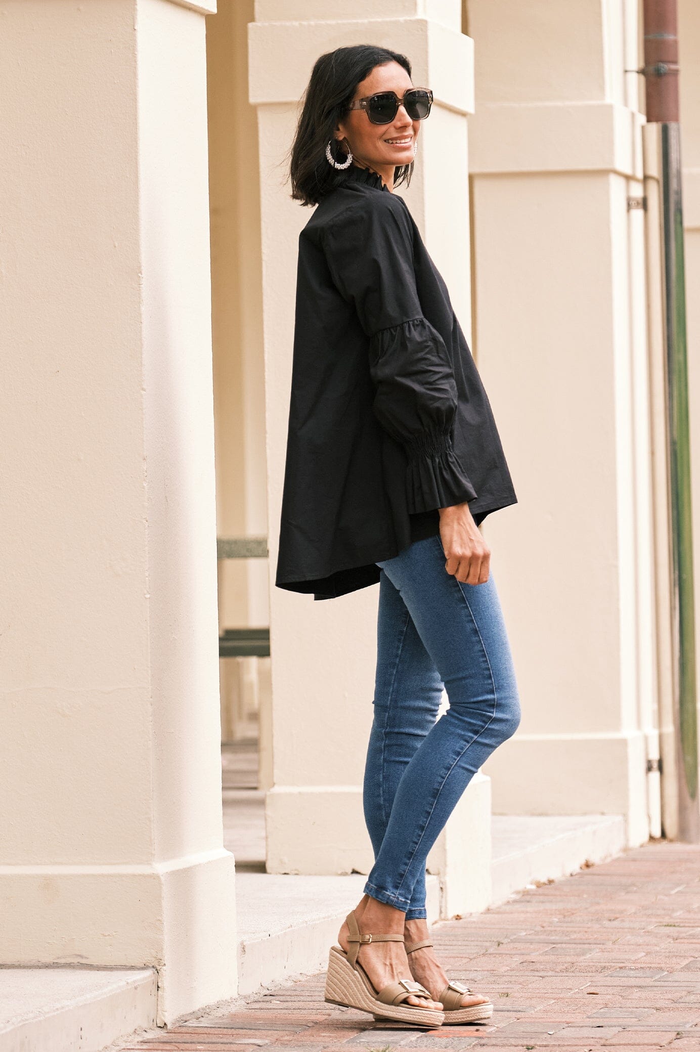 Alessandra Long Sleeve Top Black