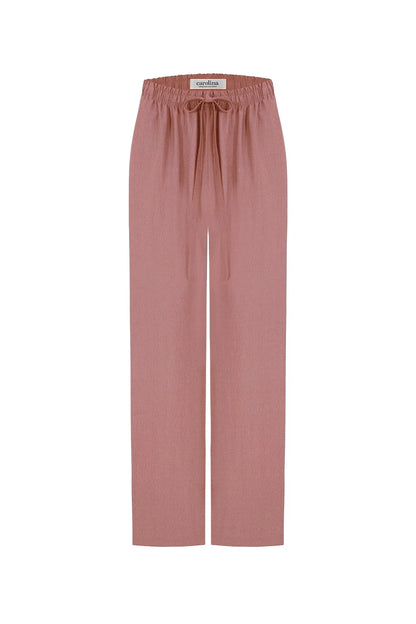 Gemma Straight Leg Tie Waist Pants Rose
