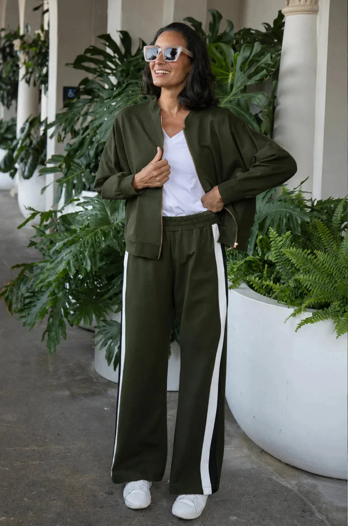 Ariana Side Stripe Jogger Olive