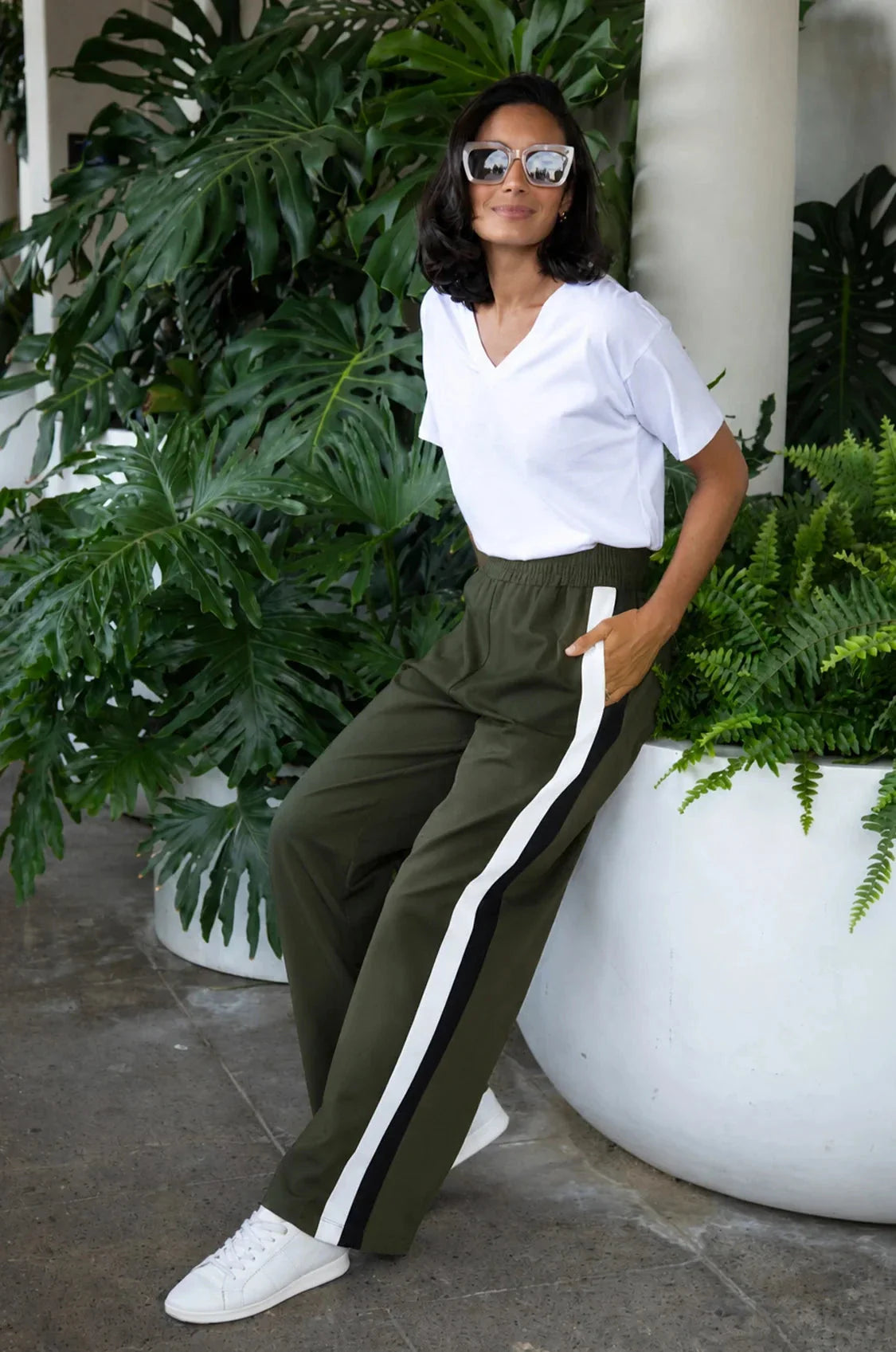 Ariana Side Stripe Jogger Olive