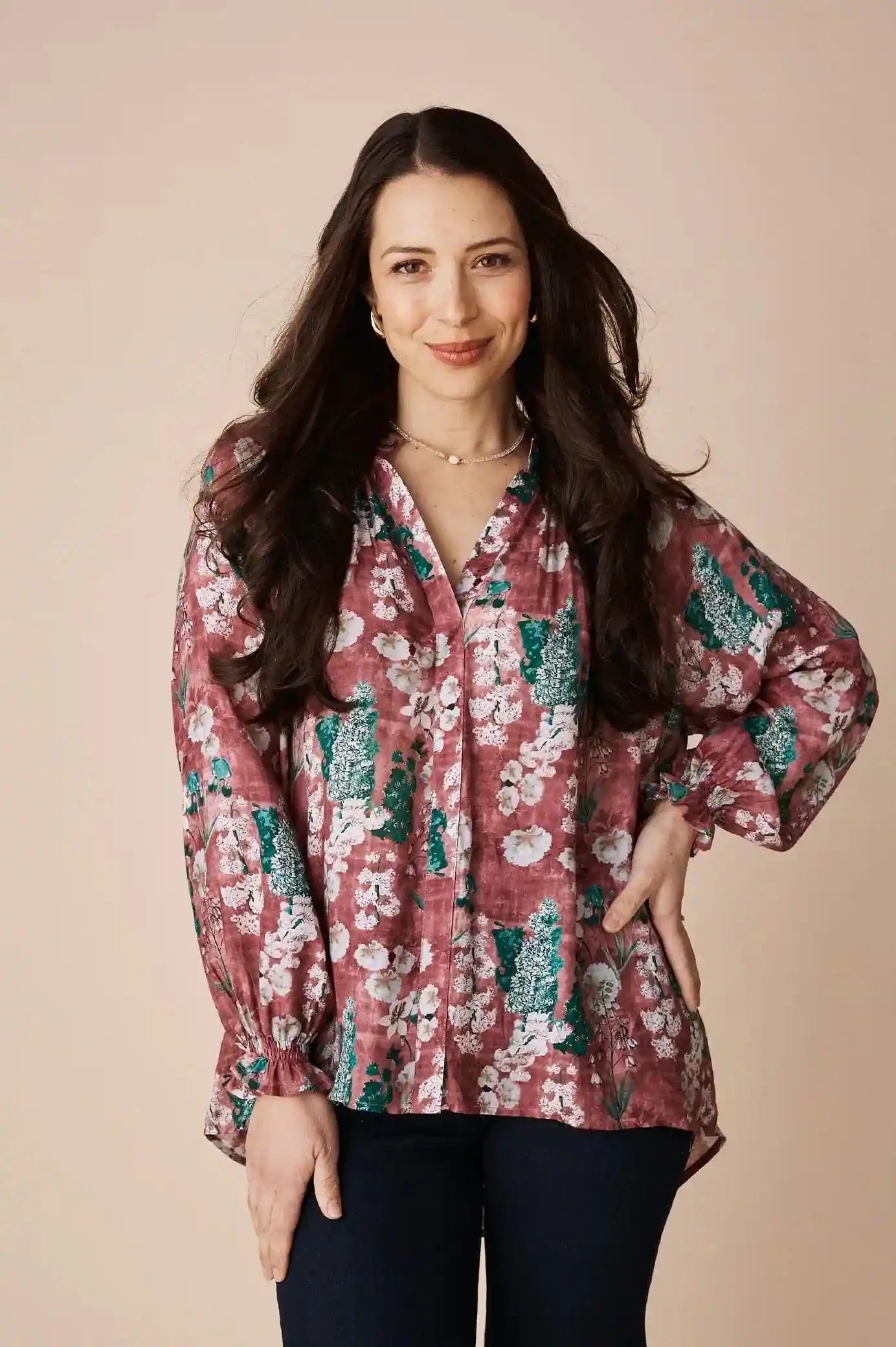 Lissy Floral Long Sleeve Top Musk