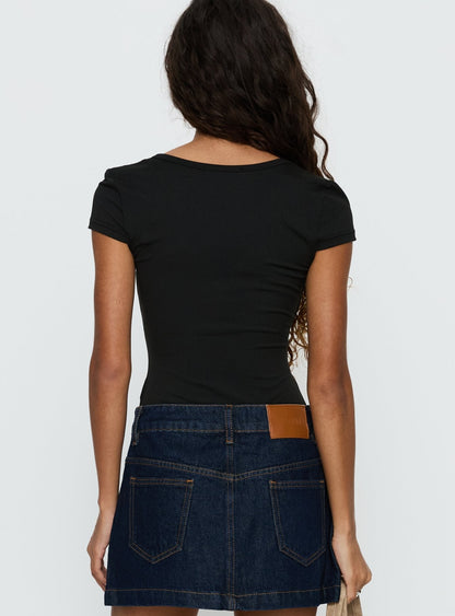 Laretta Button Up Bodysuit Black