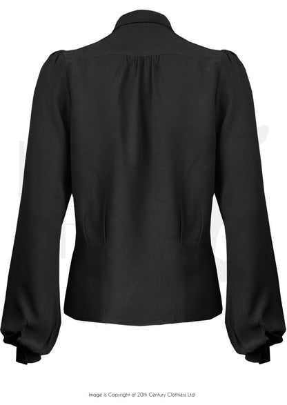 1940s Sweetheart Blouse - Black