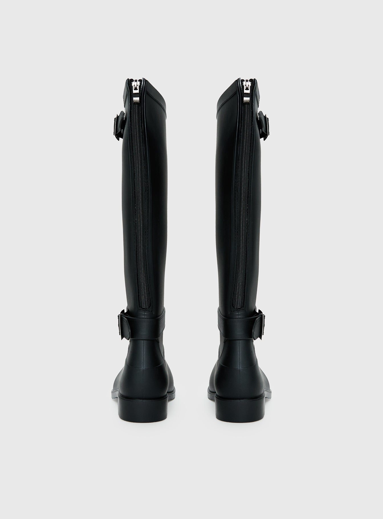 Elvera Buckle Detail Rubber Gumboots Black