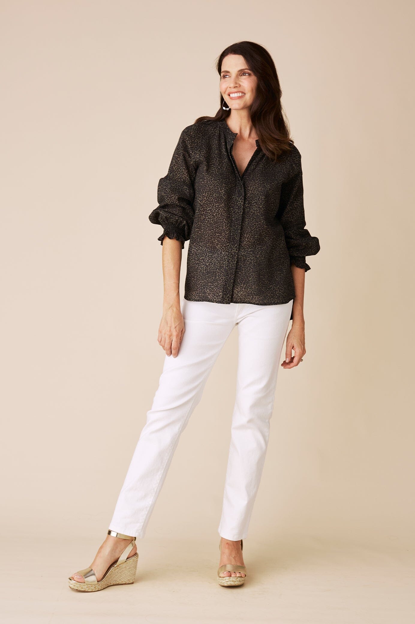 Tasha Animal Print Top Olive