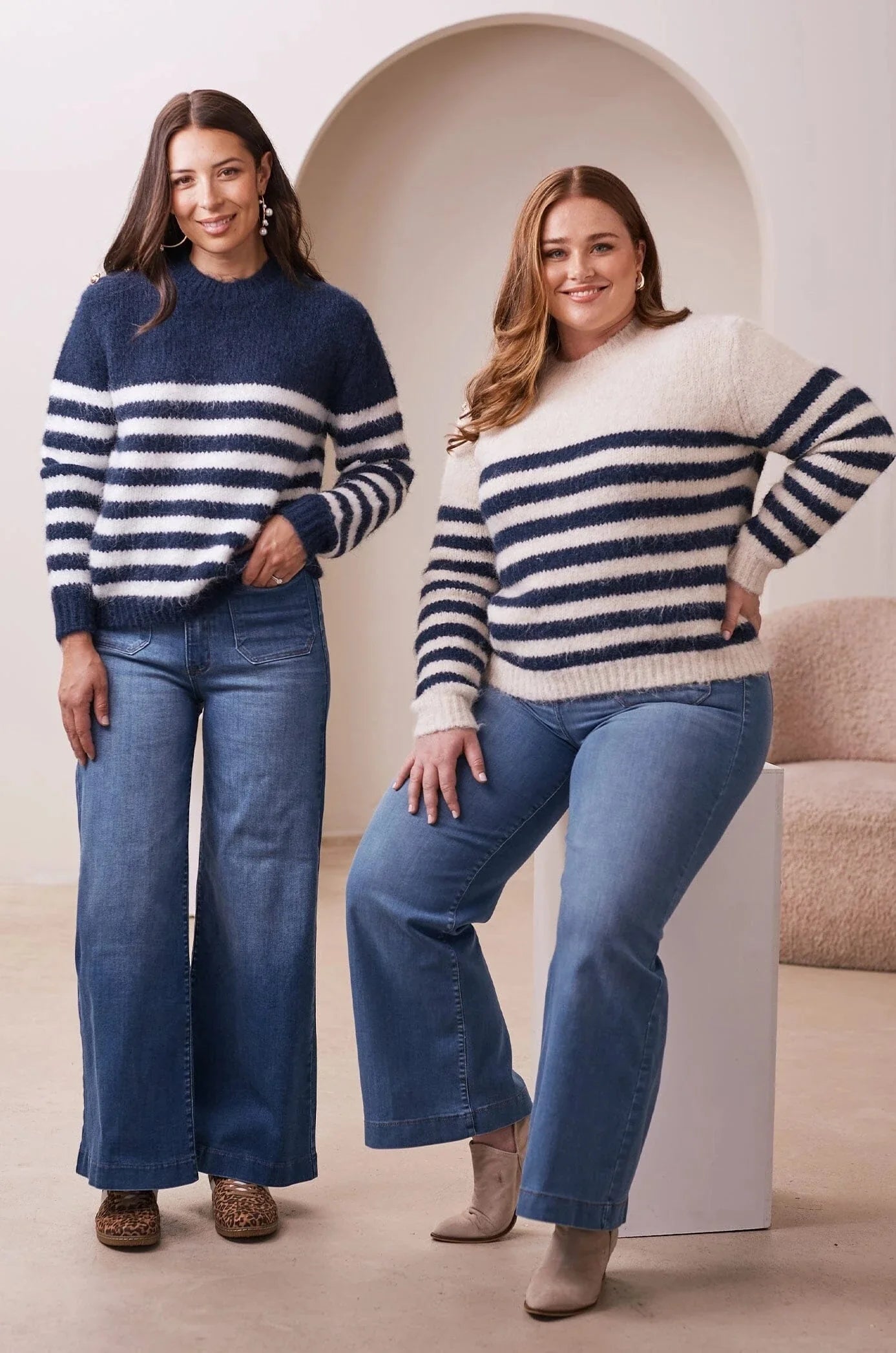 Alana Striped Jumper Ivory