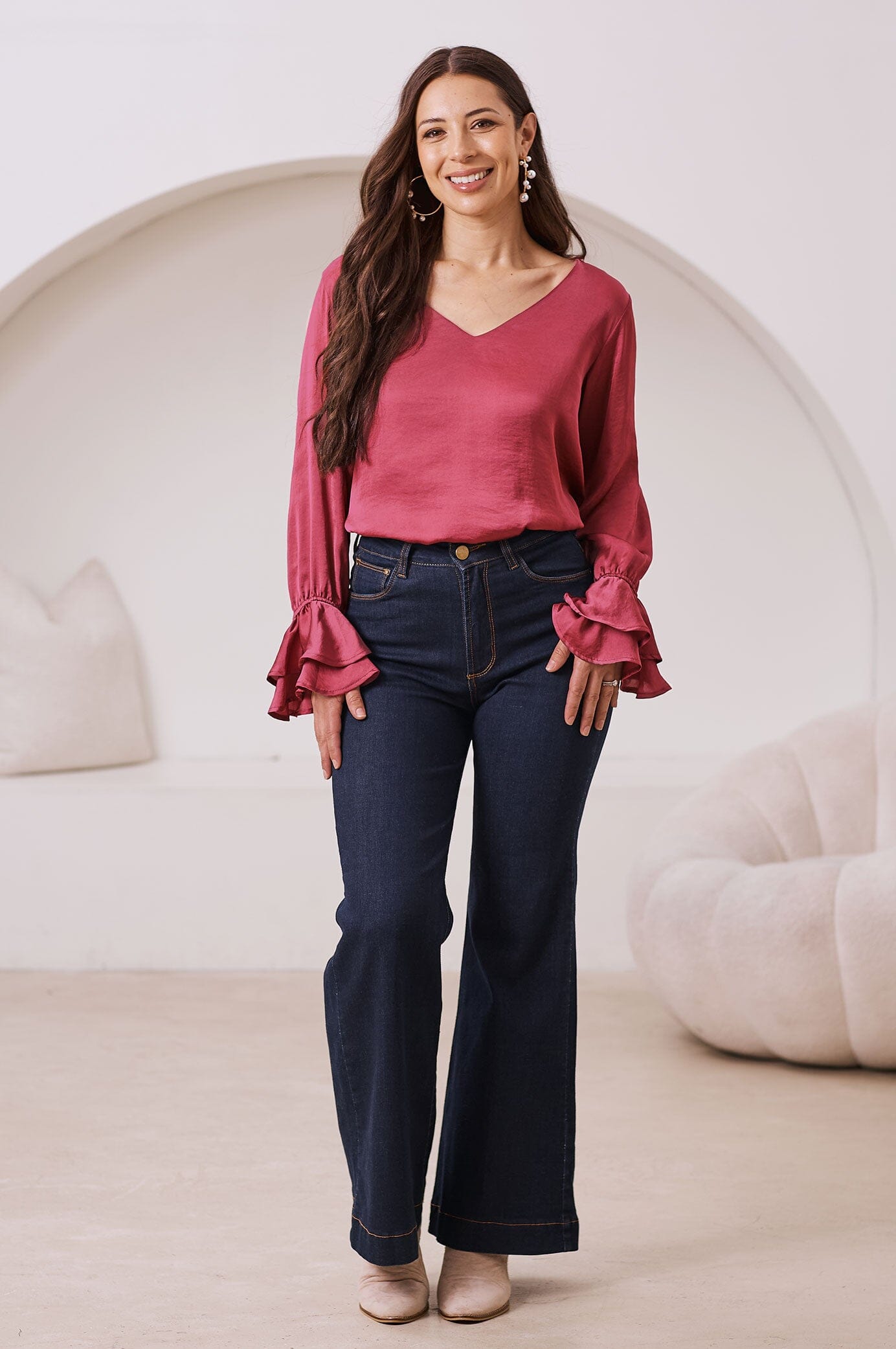 Lola Long Sleeve Top Burgundy