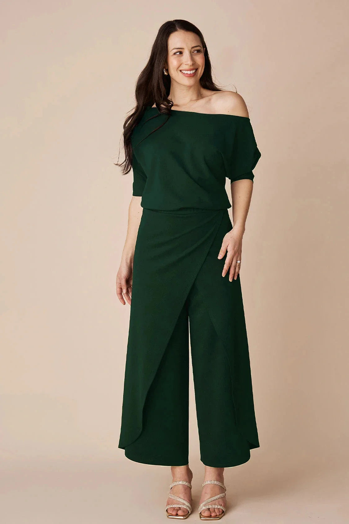 Claudette Off Shoulder Top Forest Green