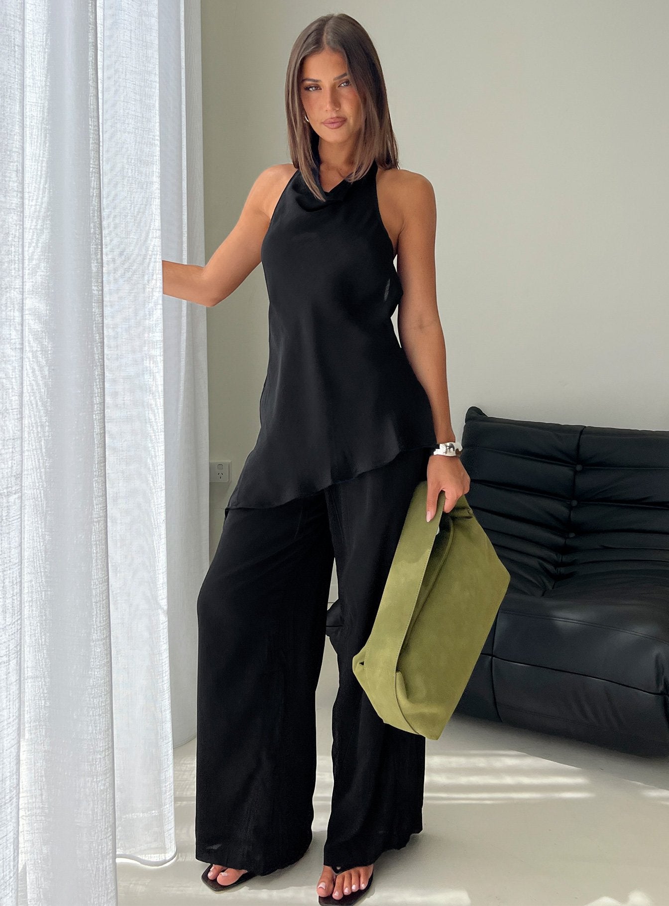 Emorisa Halter Longline Top Black