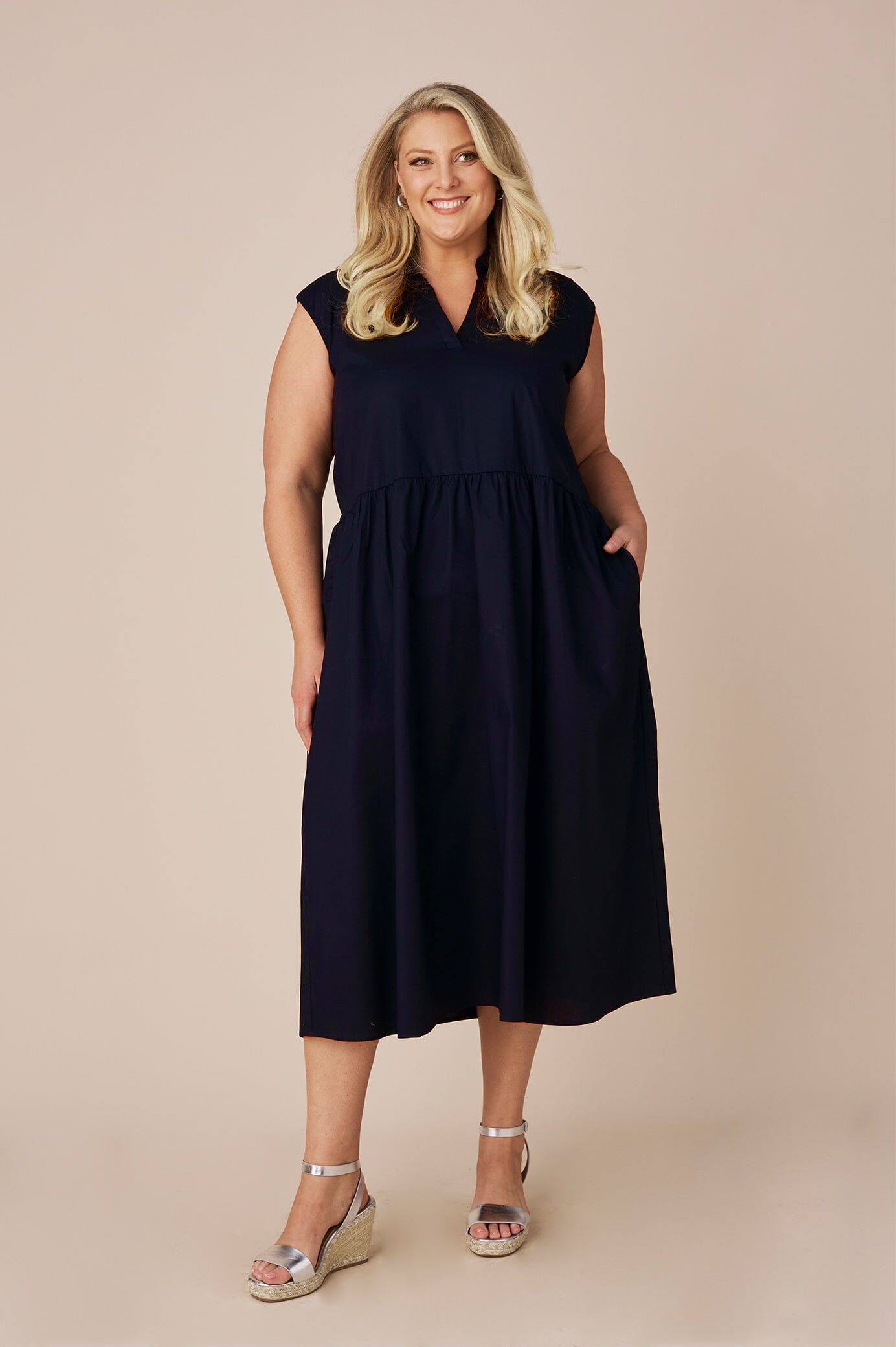 Emme Collared Dress Navy