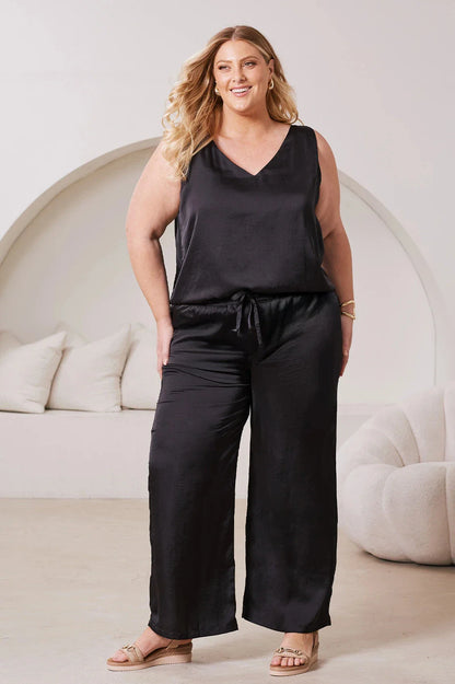Perla Reversible Neckline Sleeveless Top in Black