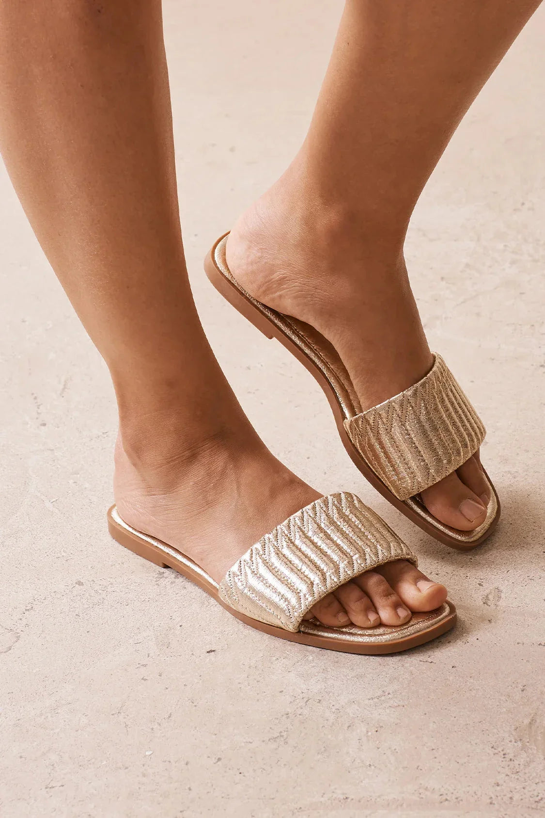 Marcelina Metallic Slides Gold