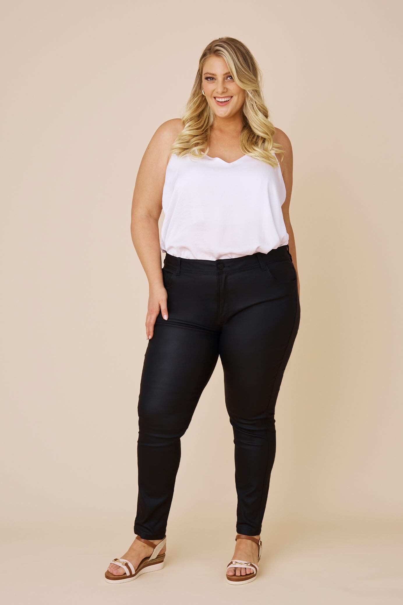 Amber Coated Skinny Jeans Black