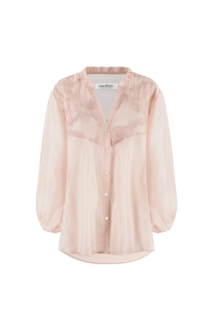 Aria Embroidered 3/4 Sleeve Top Powder Pink