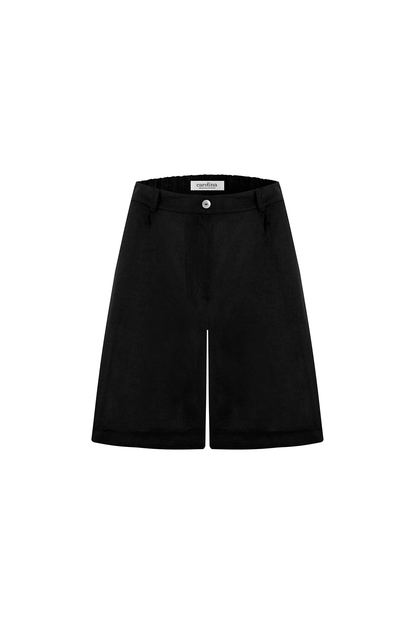 Bermuda Linen Cuffed Shorts Black
