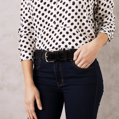 Jeans Belt All Black Cowhide