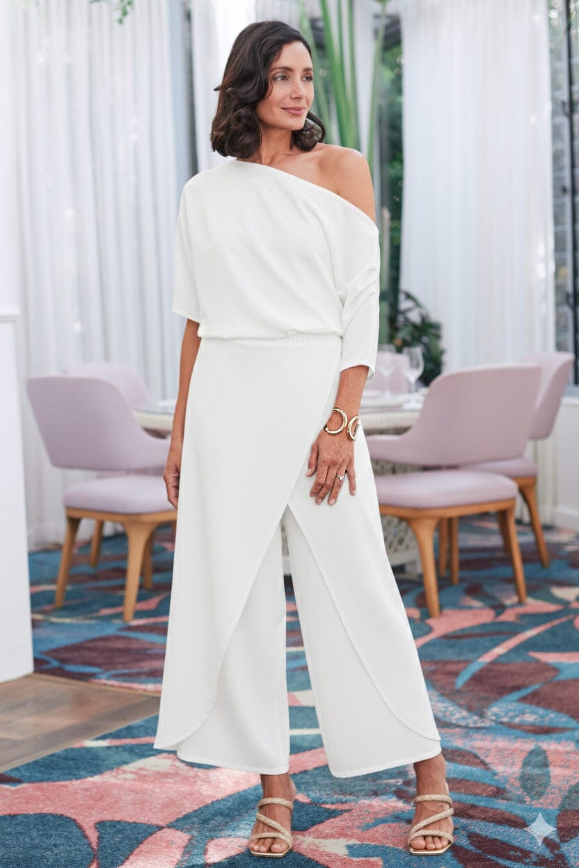 Claudette Wide Leg Pants White