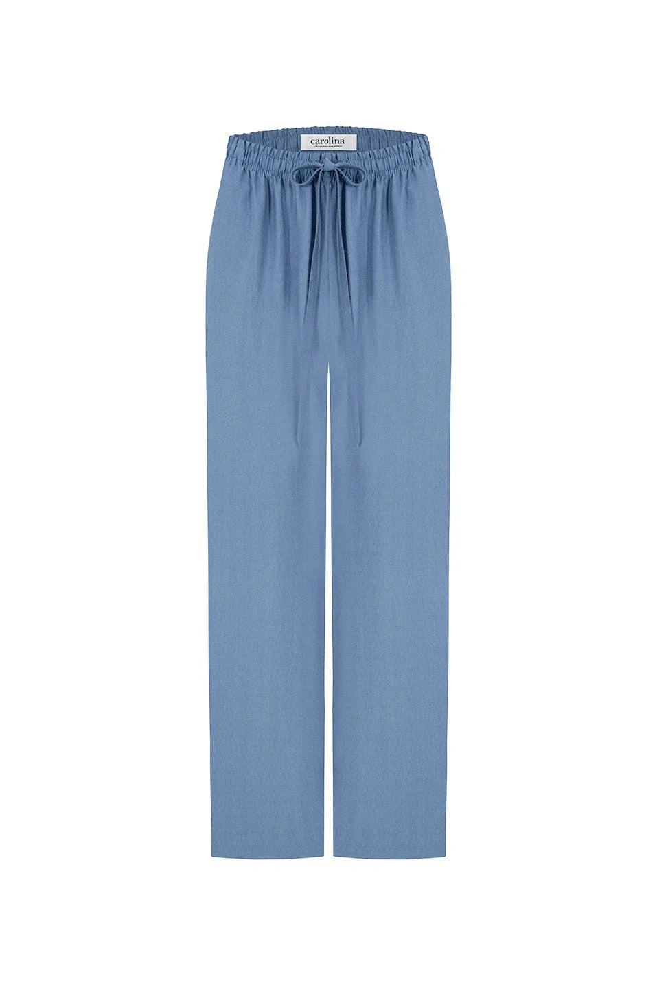 Gemma Straight Leg Tie Waist Pants Light Blue