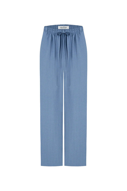 Gemma Straight Leg Tie Waist Pants Light Blue