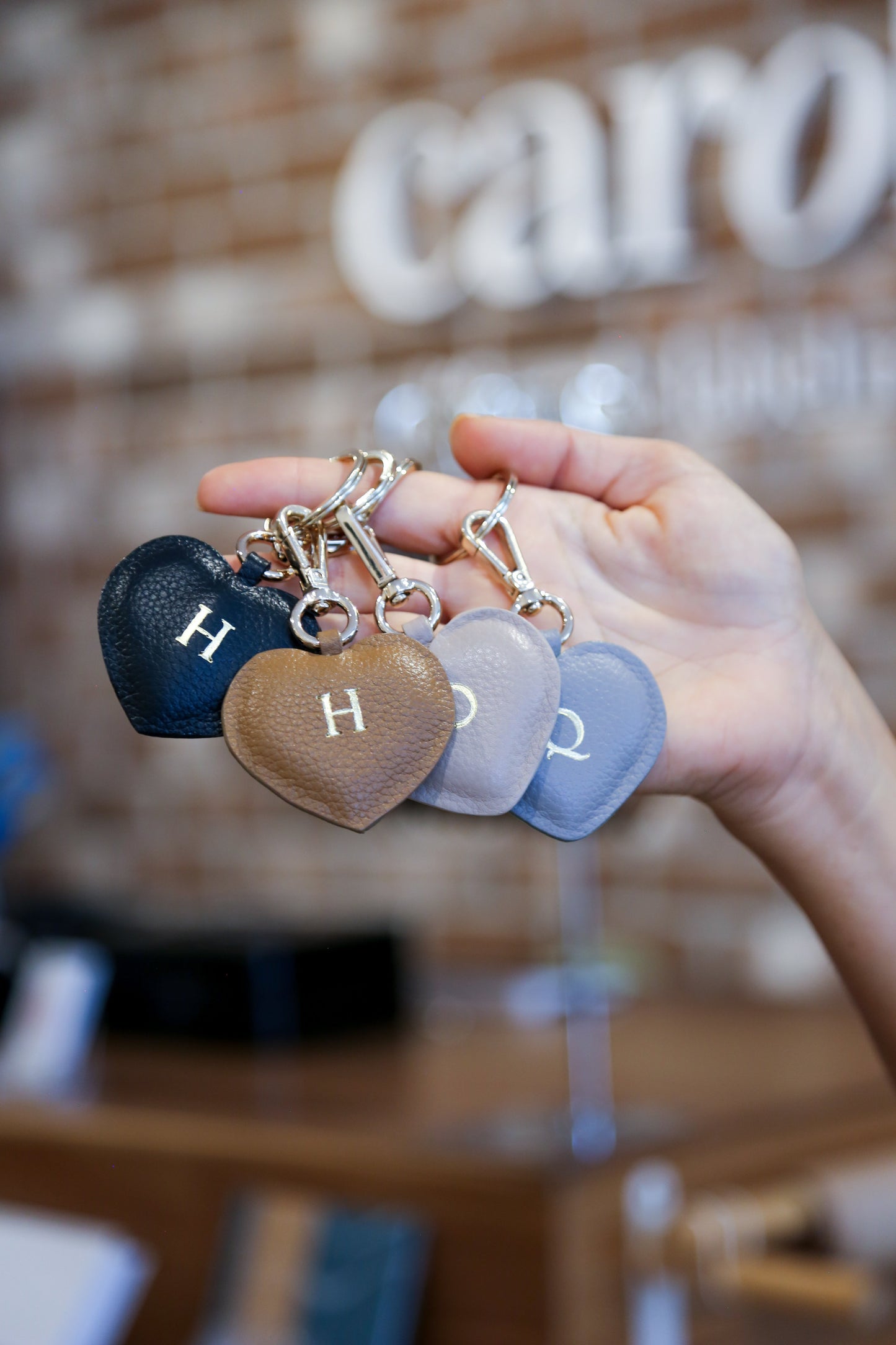 Heart Leather Keyring Nude