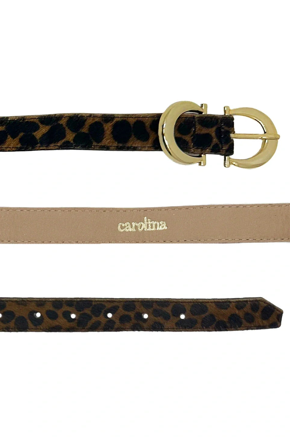 Ivy Skinny Double Buckle Belt Cheetah