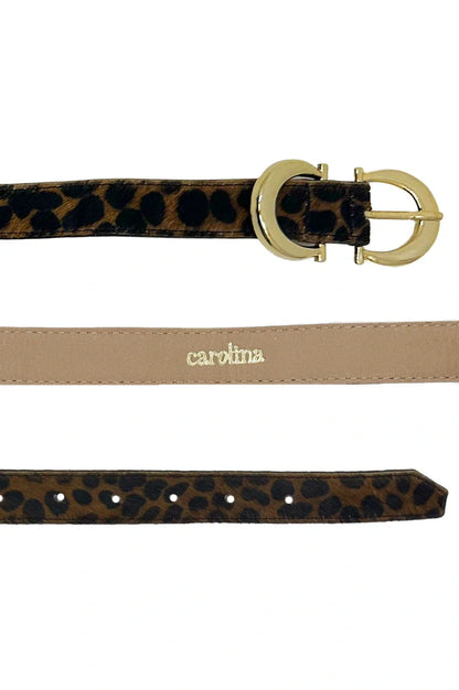 Ivy Skinny Double Buckle Belt Cheetah