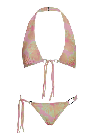 Janessa Hardware Tie Side Bikini Bottoms Pink / Yellow Floral