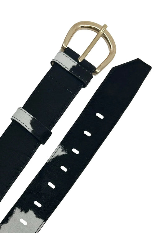 Jeans Belt Black and White Cowhide