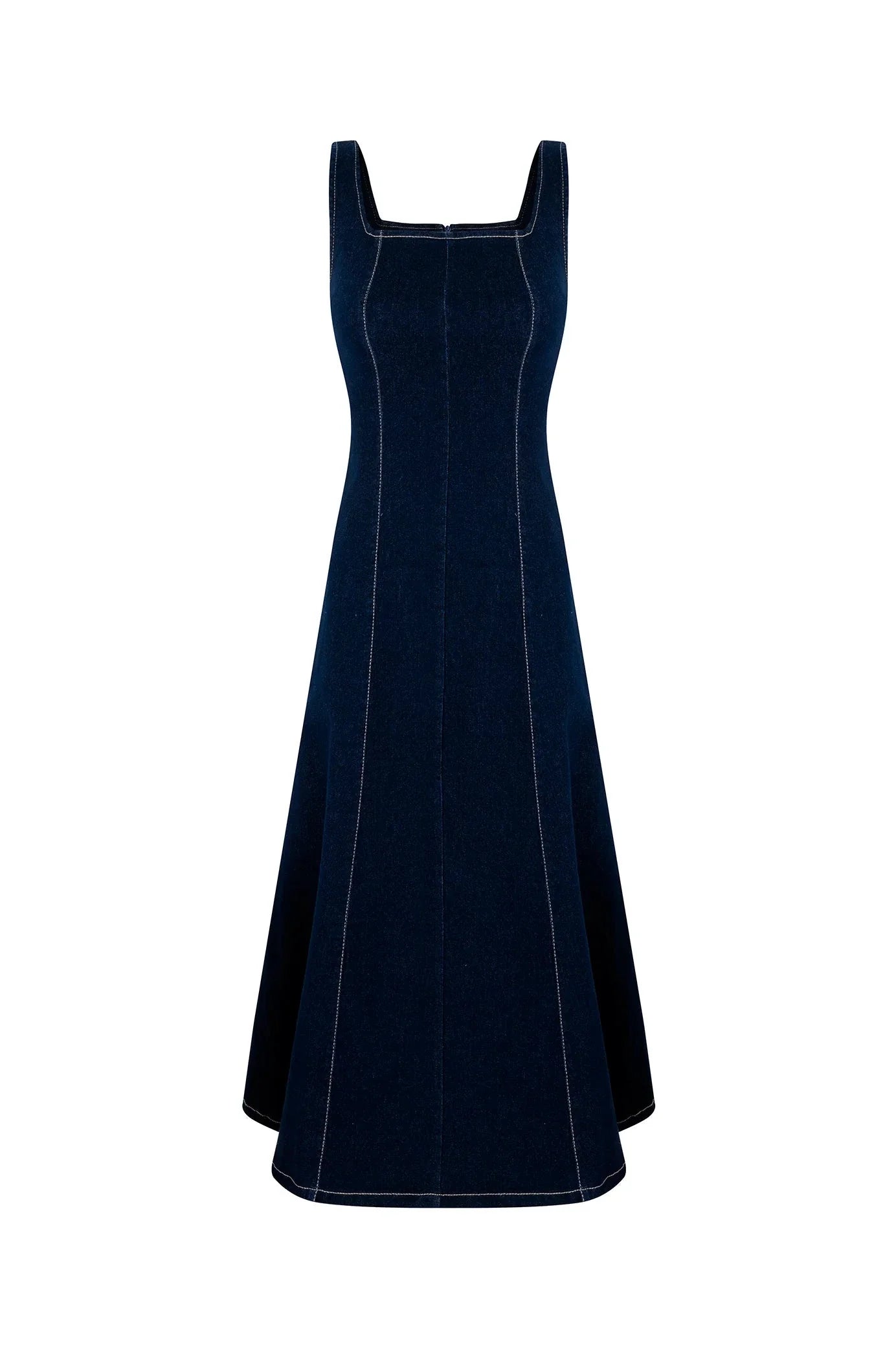 Julia Sleeveless Midi Dress in Denim