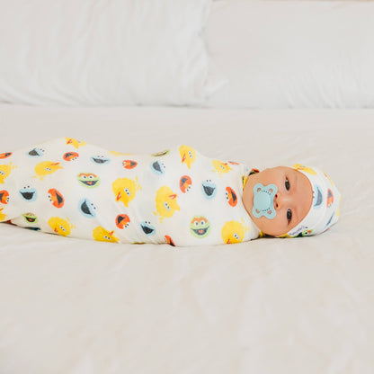 Knit Swaddle Blanket - Sesame Scribbles