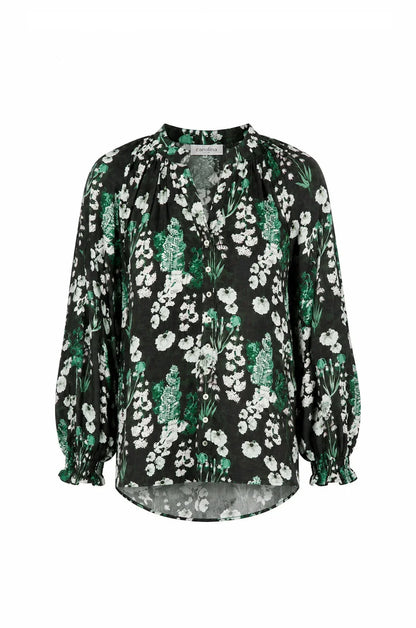 Lissy Floral Long Sleeve Top Military Green